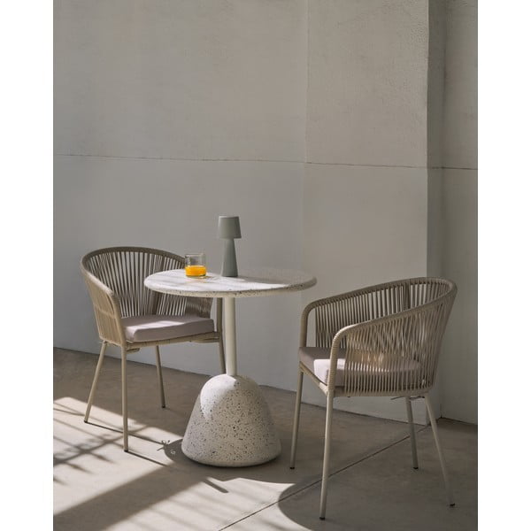 Bílý terrazzo kulatý jídelní stůl ø 70 cm Saura – Kave Home-image-2