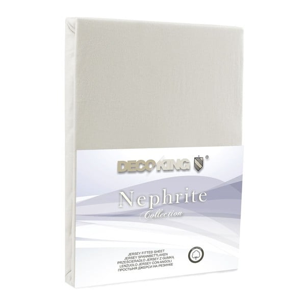 Krémové elastické prostěradlo DecoKing Nephrite, 220/240 x 220 cm-image-2