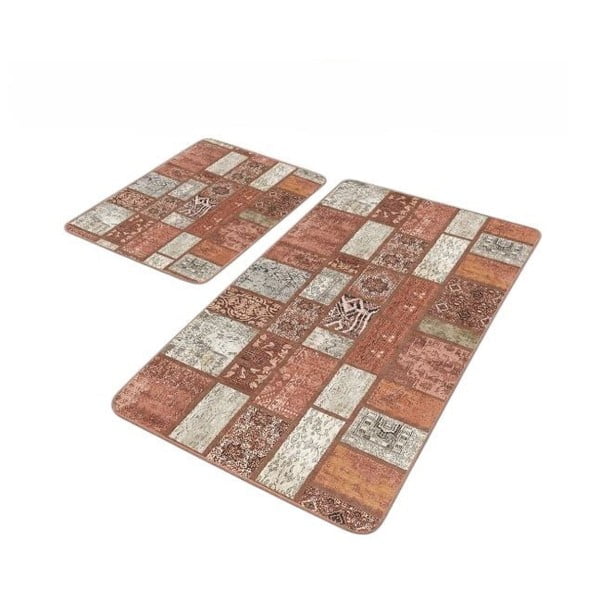 Hnědé sametové koupelnové předložky v sadě 2 ks 60x100 cm – Mila Home