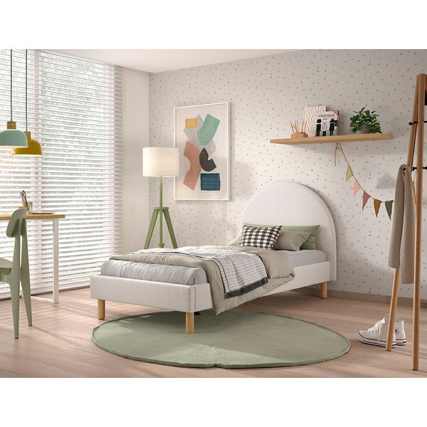 Bílá čalouněná jednolůžková postel s roštem 90x200 cm MOON – Vipack-image-1