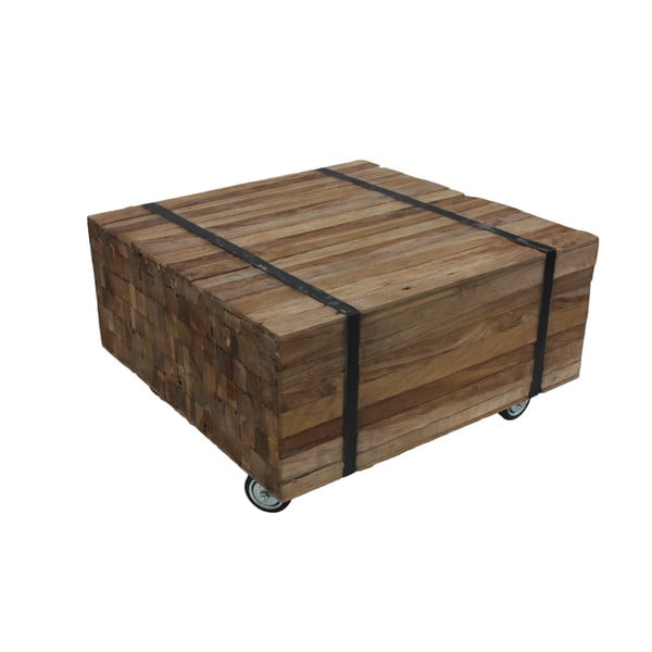 Pojízdný konferenční stolek z teakového dřeva HSM Collection Singa, 100 x 100 cm