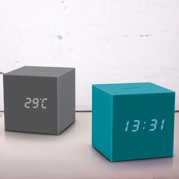 Šedý LED budík Gingko Gravity Cube-image-1