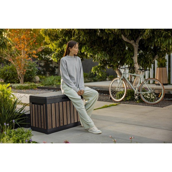 Tmavě hnědý plastový zahradní úložný box Deco – Keter-image-3