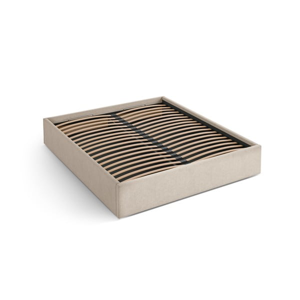 Světle hnědá čalouněná dvoulůžková postel s úložným prostorem/bez čela s roštem 140x200 cm Susan – Micadoni 