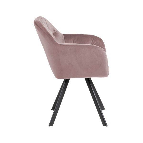 Světle růžové čalouněné jídelní křeslo s područkami Lola – Actona-image-3