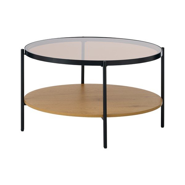 Kulatý konferenční stolek se skleněnou deskou v přírodní barvě ø 84 cm Hassel – Unique Furniture