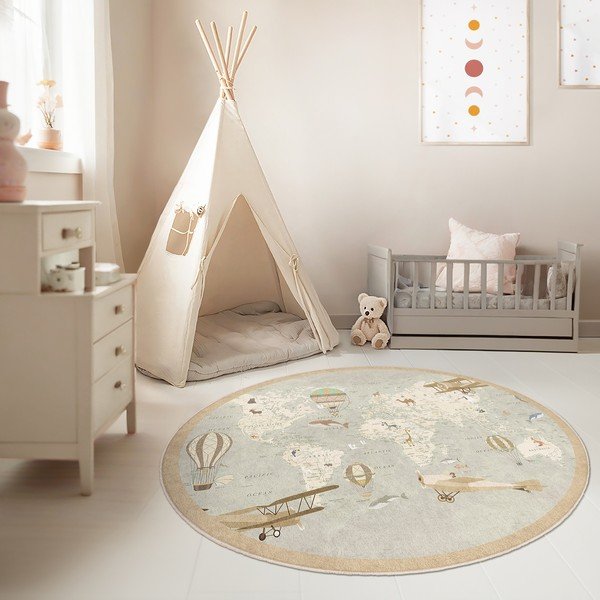 Pratelný dětský hrací koberec ø120 cm Vintage World – Mila Home-image-4