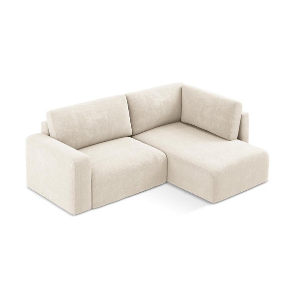 Krémová žinylková rozkládací/s úložným prostorem rohová pohovka (pravý roh/do L) Kona – Makamii-image-3