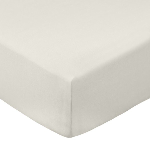 Krémové napínací prostěradlo z bavlněného perkálu 90x190 cm Cotton Percale – Bianca