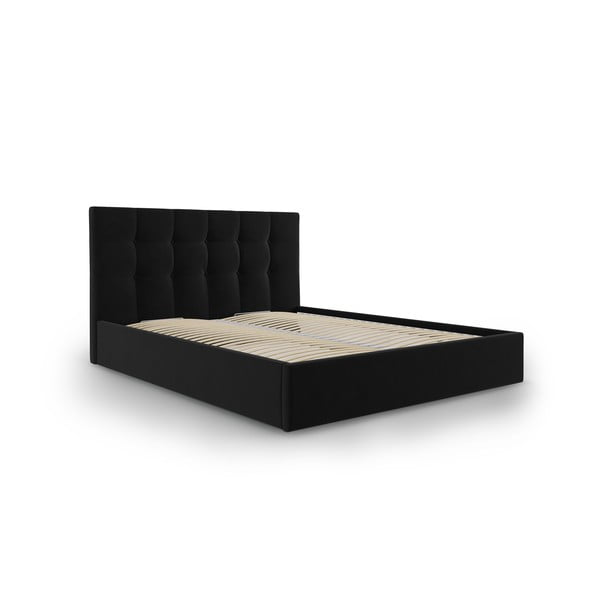 Černá sametová dvoulůžková postel Mazzini Beds Nerin, 160 x 200 cm