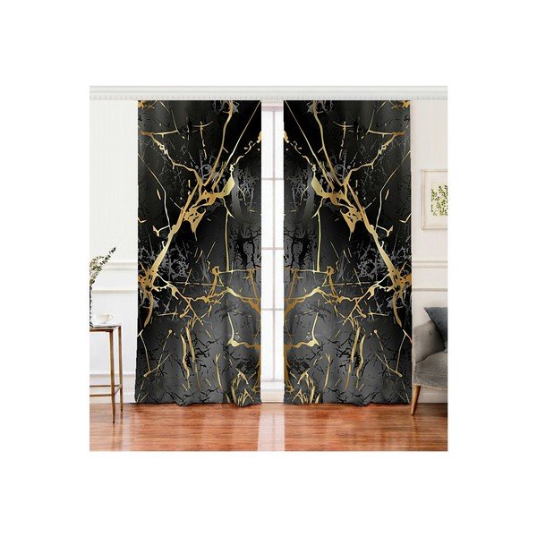 Závěsy v černo-zlaté barvě v sadě 2 ks 140x260 cm – Mila Home-image-2