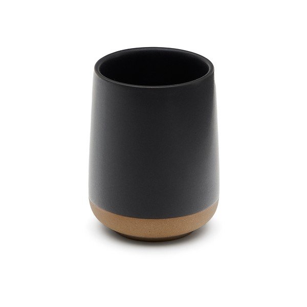 Tmavě šedý keramický kelímek na zubní kartáčky Silma – Kave Home-image-2