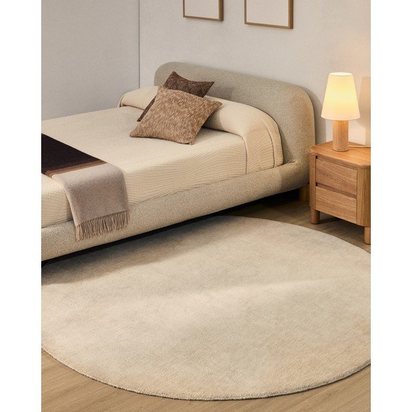 Krémový kulatý koberec ø 200 cm Empuries – Kave Home-image-1