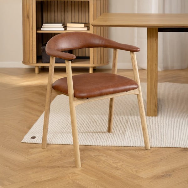 Jídelní židle z imitace kůže v přírodní a koňakově hnědé barvě Addi – Actona-image-1