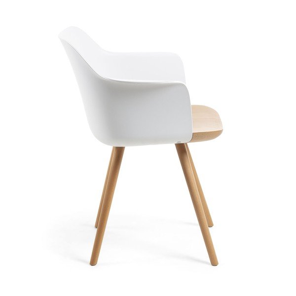 Bílé křeslo s nohama z bukového dřeva Kave Home Klam-image-2