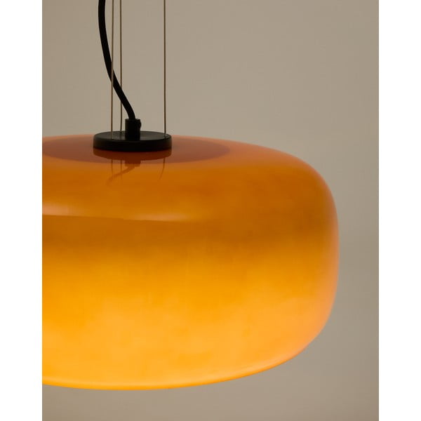 Oranžové LED závěsné svítidlo se skleněným stínidlem ø 38 cm Reig – Kave Home-image-1