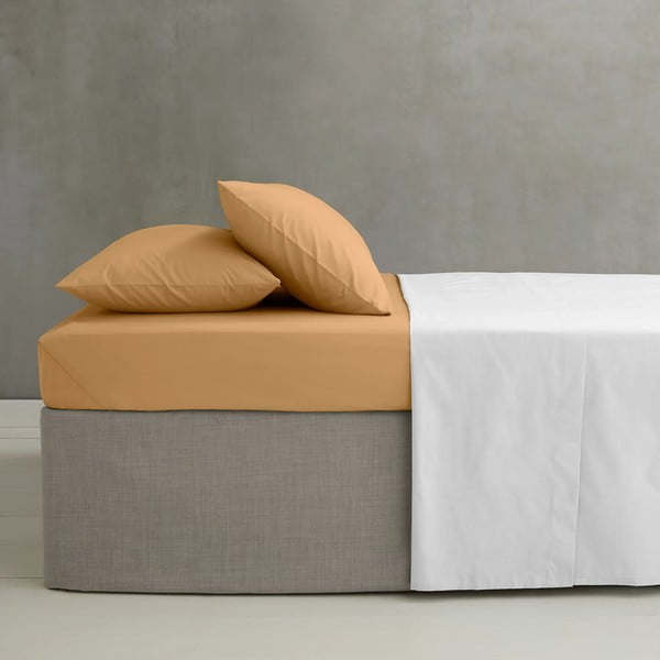 Žluté/oranžové napínací perkálové prostěradlo 90x190 cm Easy Iron Percale – Catherine Lansfield-image-1