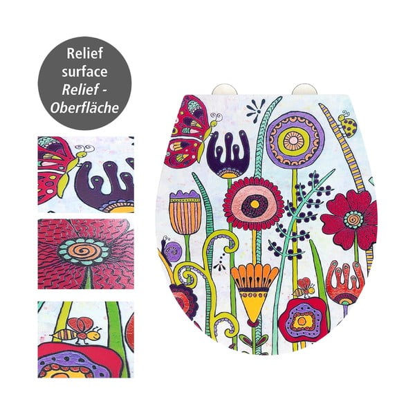 Záchodové prkénko s automatickým zavíráním 37 x 44,5 cm Rollin'Art Full Bloom – Wenko-image-2