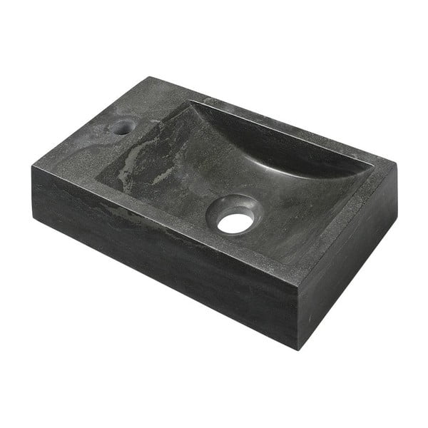 Černé kamenné umývátko 40x22 cm Blok – Sapho