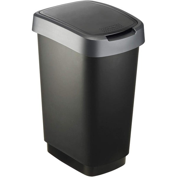Odpadkový koš z recyklovaného plastu ve stříbrno-černé barvě 25 l Twist - Rotho