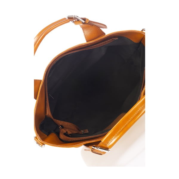 Koňakově hnědá kožená kabelka Massimo Castelli Valeria-image-3