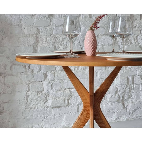 Kulatý jídelní stůl s deskou v dekoru jasanového dřeva ø 70 cm Jubi – Ragaba-image-2