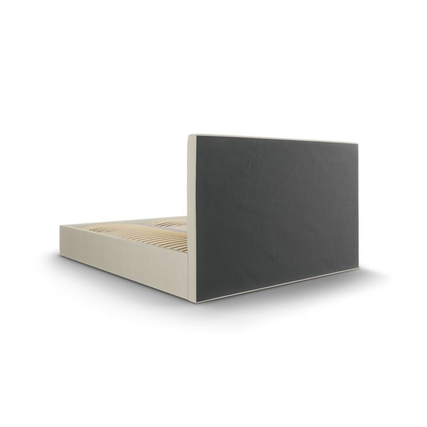 Béžová čalouněná dvoulůžková postel s úložným prostorem s roštem 140x200 cm Juniper – Mazzini Beds-image-4