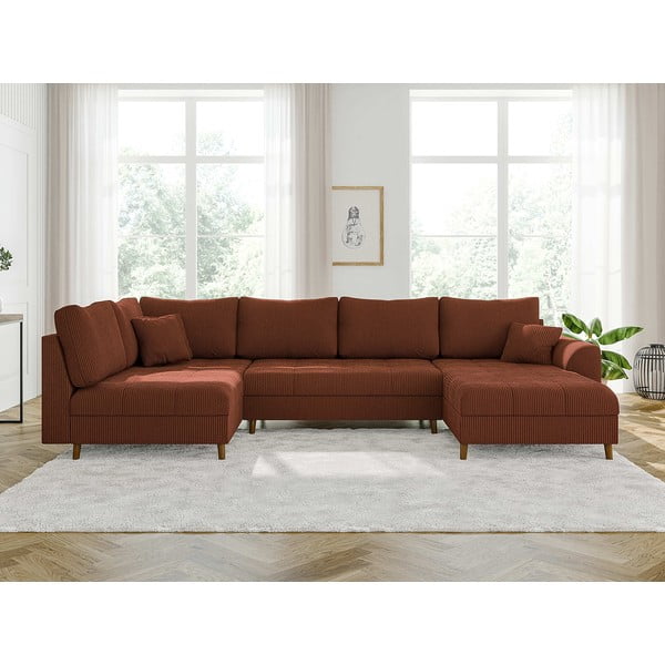 Manšestrová rohová pohovka v cihlové barvě (pravý roh) Ariella – Ropez-image-1