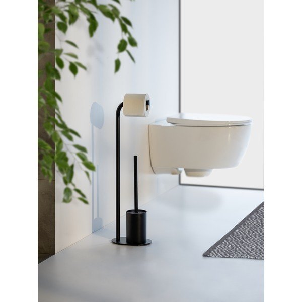 Černý ocelový stojan na toaletní papír se štětkou Levante – Wenko-image-1