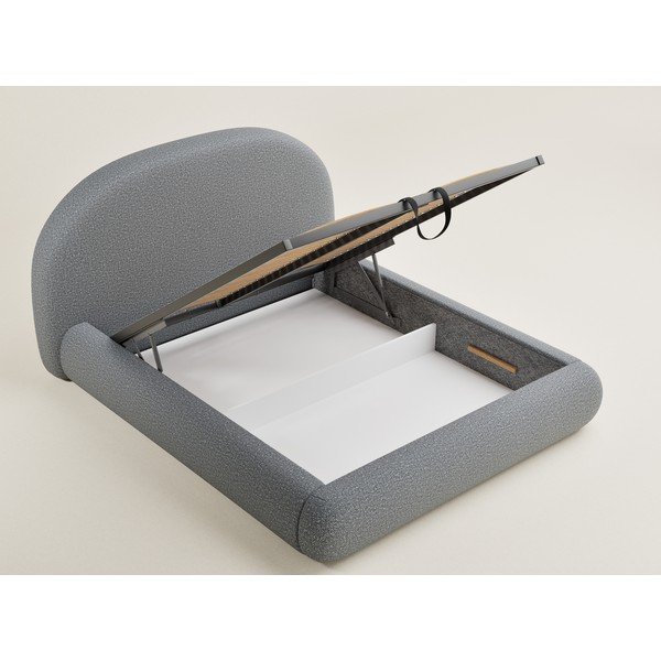 Šedá čalouněná dvoulůžková postel s úložným prostorem s roštem 160x200 cm Maumere – Maison de Rêve-image-3