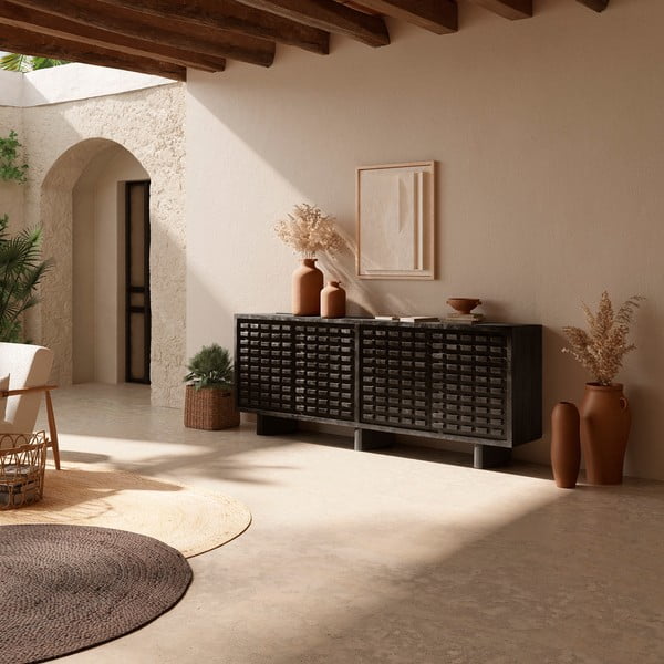 Černá komoda z mangového dřeva 200x80x40 cm Inaya – MOME-image-1