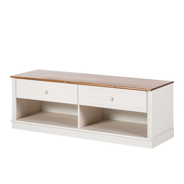 Bílý TV stolek z borovicového dřeva 137x47 cm Anita – Støraa-image-2