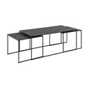 Matně černé konferenční stolky v sadě 3 ks s deskou v dekoru mramoru 60x120 cm Infinity – Actona
