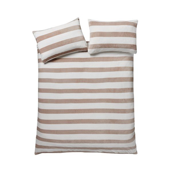 Povlečení na dvoulůžko s beránkem v přírodní barvě 200x200 cm Cosy Sherpa Stripe – Catherine Lansfield