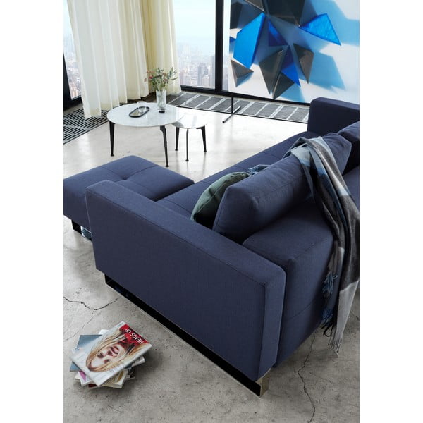 Tmavě modrá rozkládací pohovka Innovation Cassius Mixed Dance Blue, 115 x 230 cm-image-1