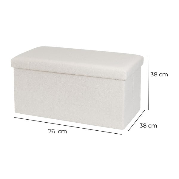 Bílý taburet z textilie bouclé Ecru – Casa Selección-image-3