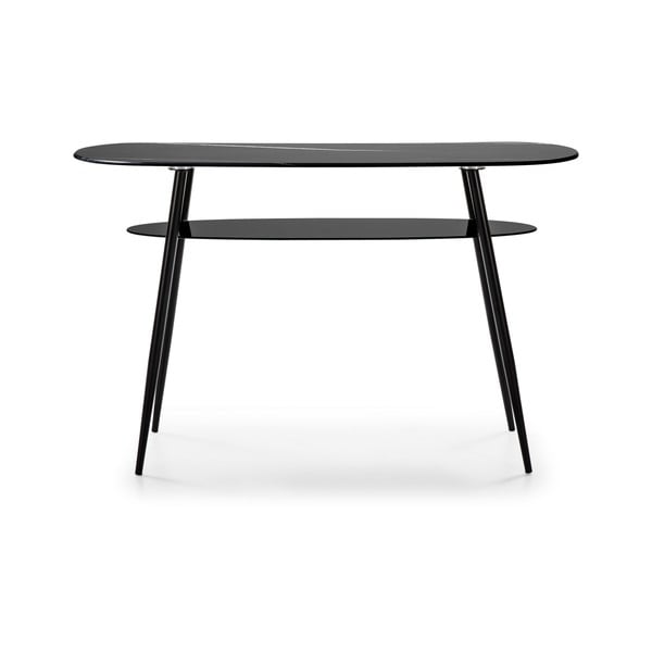 Černý konzolový stolek se skleněnou deskou v mramorovém dekoru Marckeric Alina-image-2