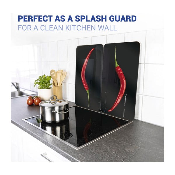 Sada 2 skleněných krytů na sporák Wenko Peperoni, 52 x 30 cm-image-3