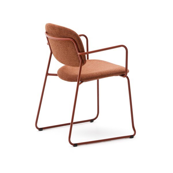 Kovová jídelní židle s područkami v terakotové barvě Meli – Kave Home-image-4