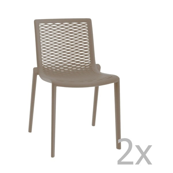 Sada 2 pískově hnědých zahradních jídelních židlí Resol Net-Kat