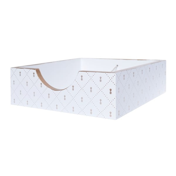 Bílá dřevěná úložná krabice na ubrousky Ewax