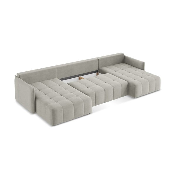 Světle šedá rozkládací/s úložným prostorem rohová pohovka (do "U") Moku – Makamii-image-3