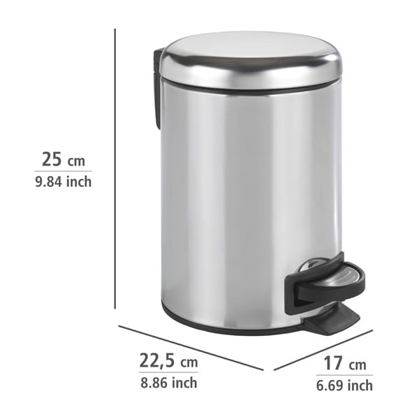 Pedálový odpadkový koš ve stříbrné barvě Wenko Leman Shiny, 3 l-image-3