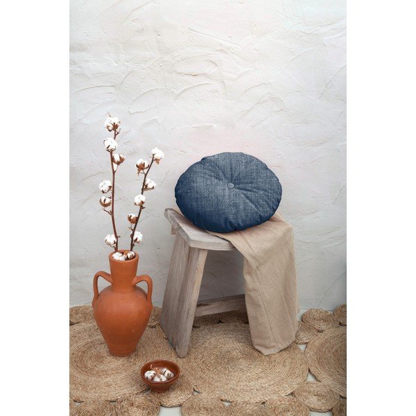 Modrý polštář Really Nice Things Cojin Redondo Blue, ⌀ 45 cm-image-1