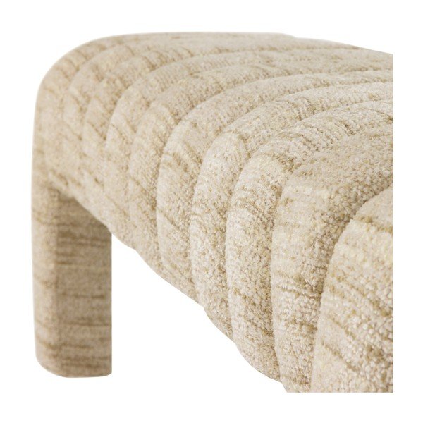 Béžová polstrovaná lavice z textilie bouclé Frex – WOOOD-image-4