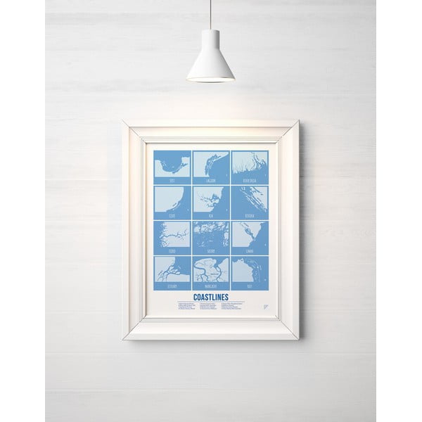 Barevný plakát Follygraph Coastlines Blue, 30 x 40 cm