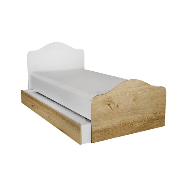 Jednolůžková postel s úložným prostorem v bílo-přírodní barvě 90x190 cm Kanguru – Kalune Design
