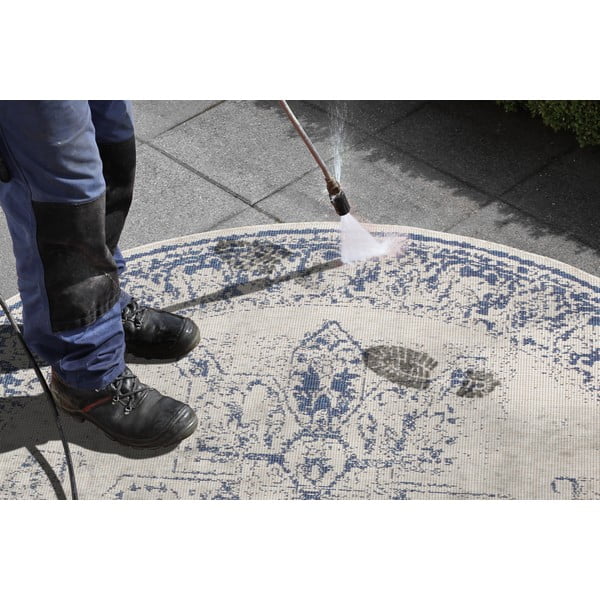 Modro-krémový venkovní koberec NORTHRUGS Borbon, ø 140 cm-image-2