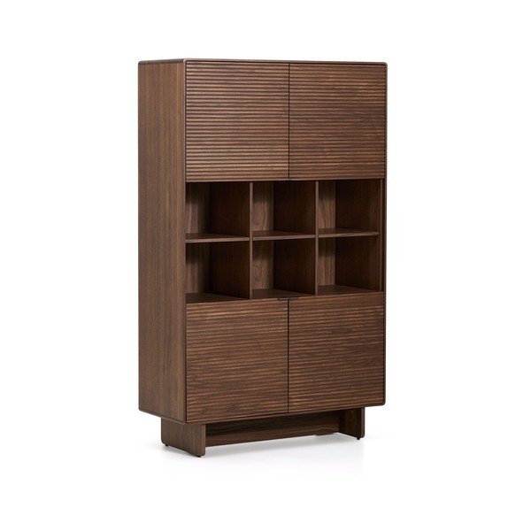 Tmavě hnědá skříňka v dekoru ořechu 100x163x40 cm Norlen – Kave Home-image-3