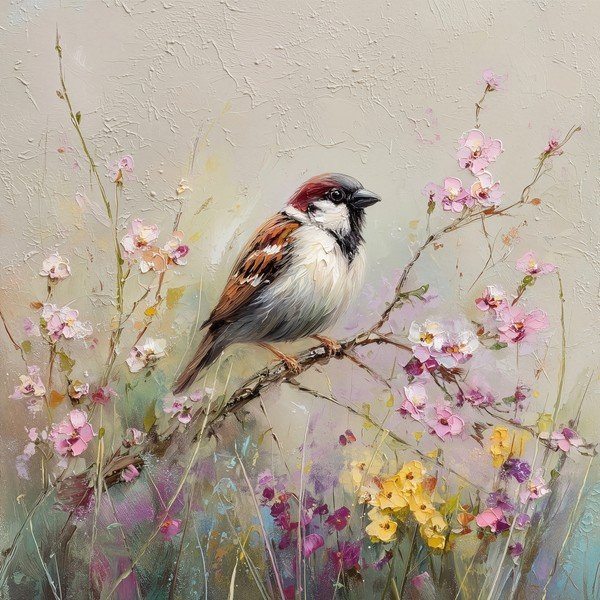 Tištěný obraz na plátně 32x32 cm Sparrow – Styler
